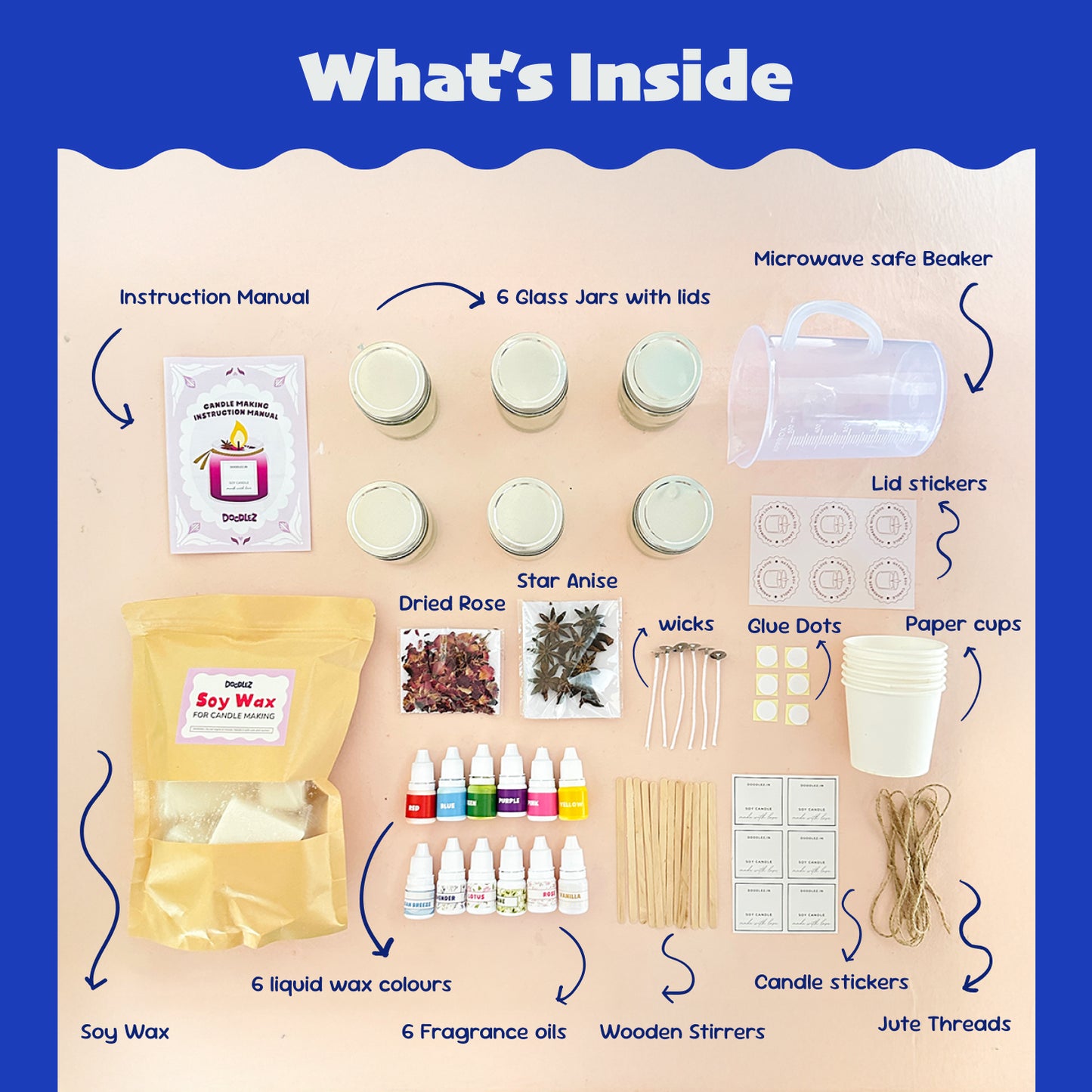 Candle Making Kit (Set of 6 Jars)